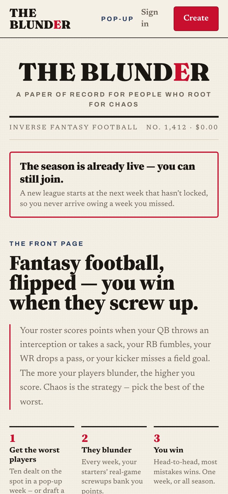 The Blunder front page